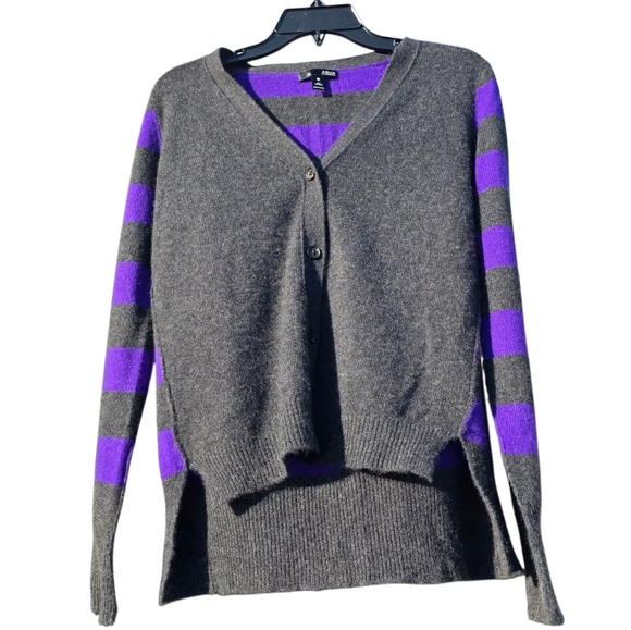 Aqua Sweaters - Aqua Striped Cashmere Button Up Cardigan- XS